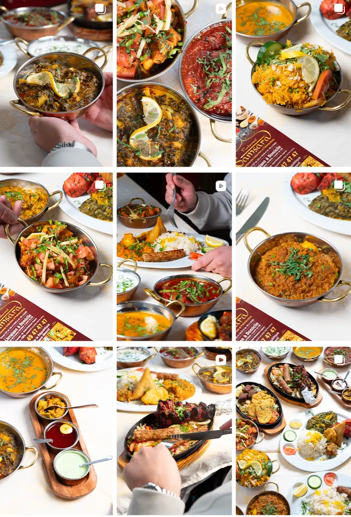 Exemple de mise en page feed Instagram, univers clair et lumineux